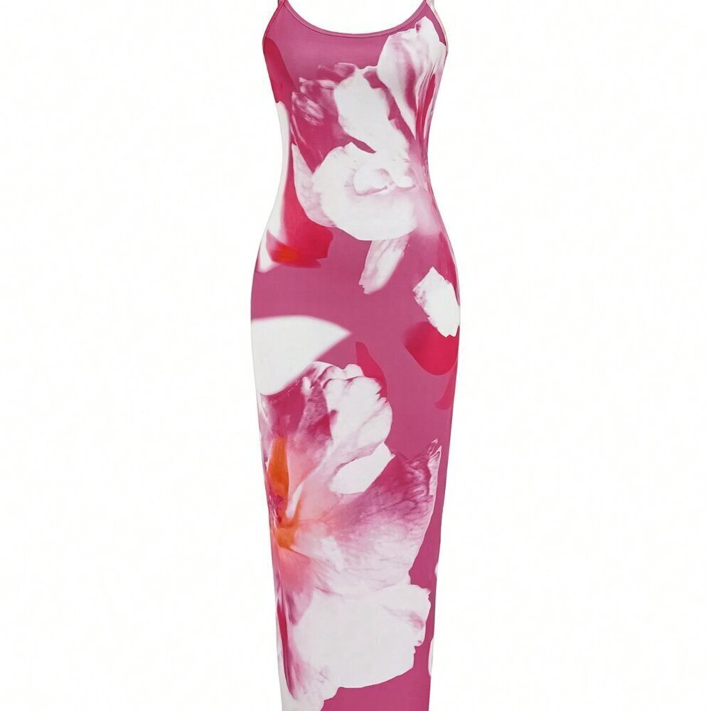 Pink Casual Women's Floral Print Sleeveless Mini Dress - Picture 5 of 5